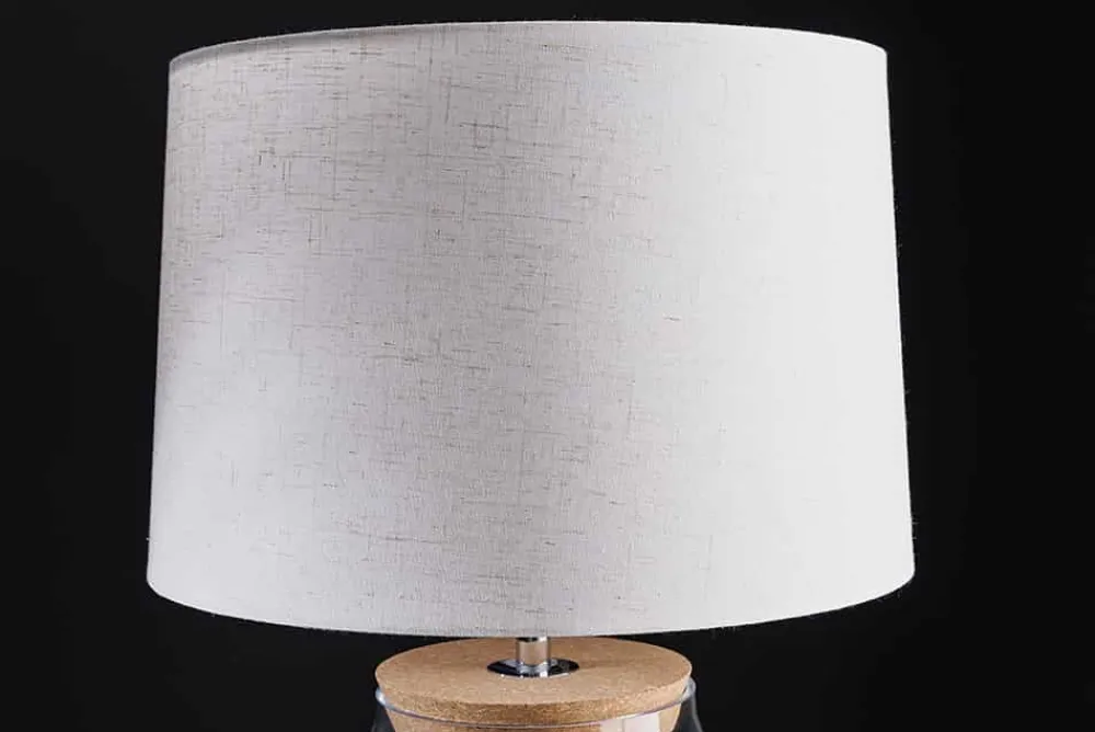 Riess-Ambiente Tischlampen > Befüllbare Tischlampe CLASSICO 60cm weiß transparent Glas mit Leinenschirm