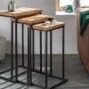 Riess-Ambiente Beistelltische|Mehr... > Beistelltisch 3er Set INDUSTRIAL 65cm Mangoholz handmade Mosaik schwarzes Metallgestell massiv
