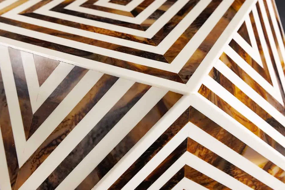 Riess-Ambiente Beistelltische > Beistelltisch HARMONY NATURE 60cm braun weiß Mosaik Kunsthandwerk