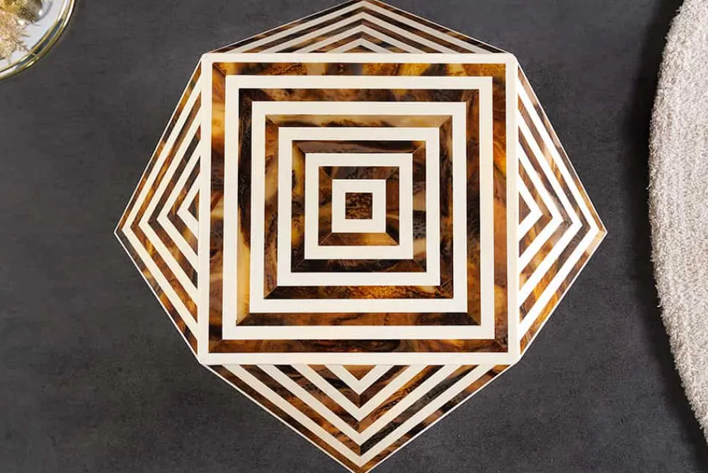 Riess-Ambiente Beistelltische > Beistelltisch HARMONY NATURE 60cm braun weiß Mosaik Kunsthandwerk