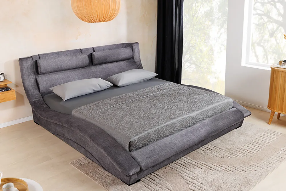 Riess-Ambiente Polsterbetten|Samt Möbel > Bett SWING 160x200cm grau Vogue Seiden Samtstoff
