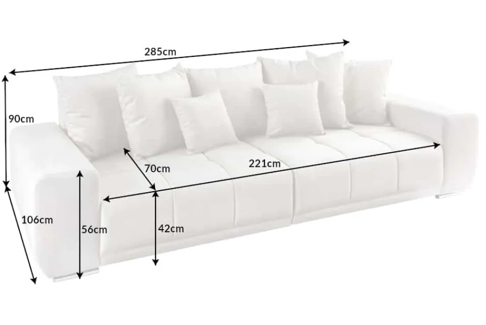 Riess-Ambiente Xxl Sofa|Samt Möbel > Big Sofa ELEGANCIA 285cm champagner beige Vogue Velours Samt inkl. Kissen Federkern
