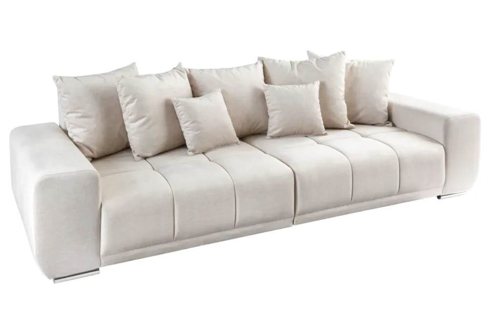 Riess-Ambiente Xxl Sofa|Samt Möbel > Big Sofa ELEGANCIA 285cm champagner beige Vogue Velours Samt inkl. Kissen Federkern