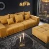 Riess-Ambiente Xxl Sofa|Samt Möbel > Big Sofa ELEGANCIA 285cm senfgelb Vogue Velours Samt XXL Couch inkl. Kissen Federkern
