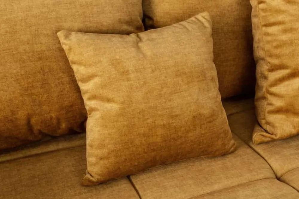 Riess-Ambiente Xxl Sofa|Samt Möbel > Big Sofa ELEGANCIA 285cm senfgelb Vogue Velours Samt XXL Couch inkl. Kissen Federkern