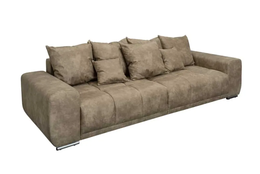 Riess-Ambiente Xxl Sofa > Big Sofa ELEGANCIA 285cm taupe Microfaser XXL Couch inkl. Kissen Federkern