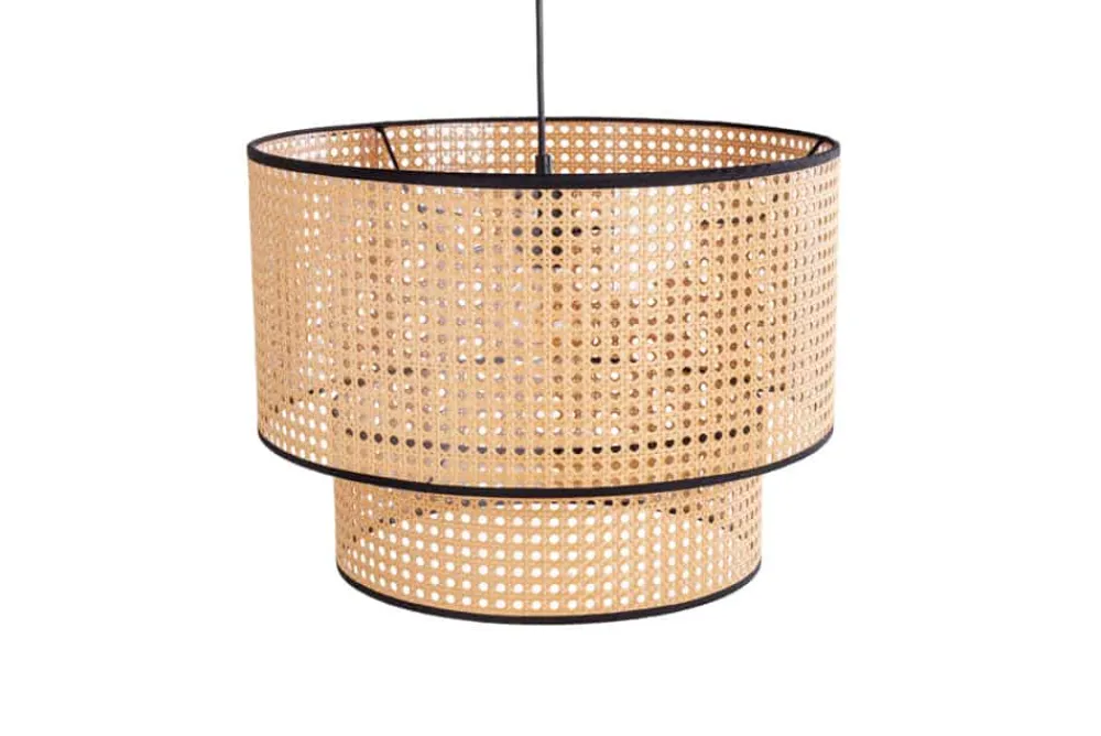 Riess-Ambiente Goldene Möbel|Hängelampen > Boho Hängelampe VIENNA 45cm natur schwarz Wiener Geflecht Leuchte