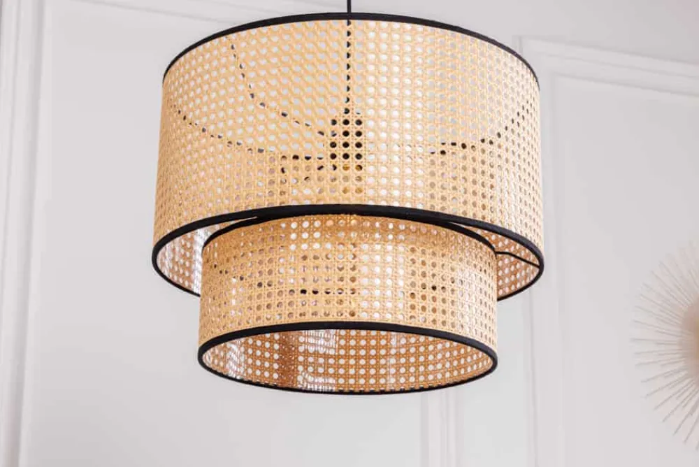Riess-Ambiente Goldene Möbel|Hängelampen > Boho Hängelampe VIENNA 45cm natur schwarz Wiener Geflecht Leuchte