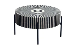 Riess-Ambiente Couchtische & Truhen > Bone Inlay Couchtisch HARMONY NATURE 65cm schwarz weiß Intarsien Kunsthandwerk