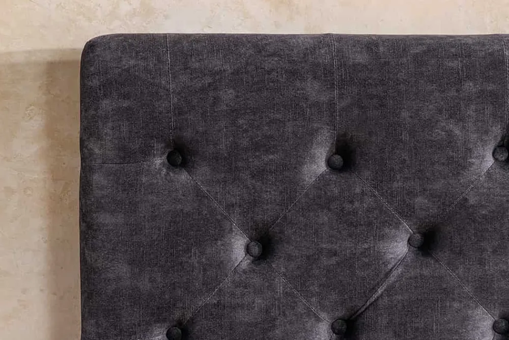 Riess-Ambiente Boxbetten|Samt Möbel > Boxbett PARIS 160x200cm grau Samt mit Stauraum und Lattenrost