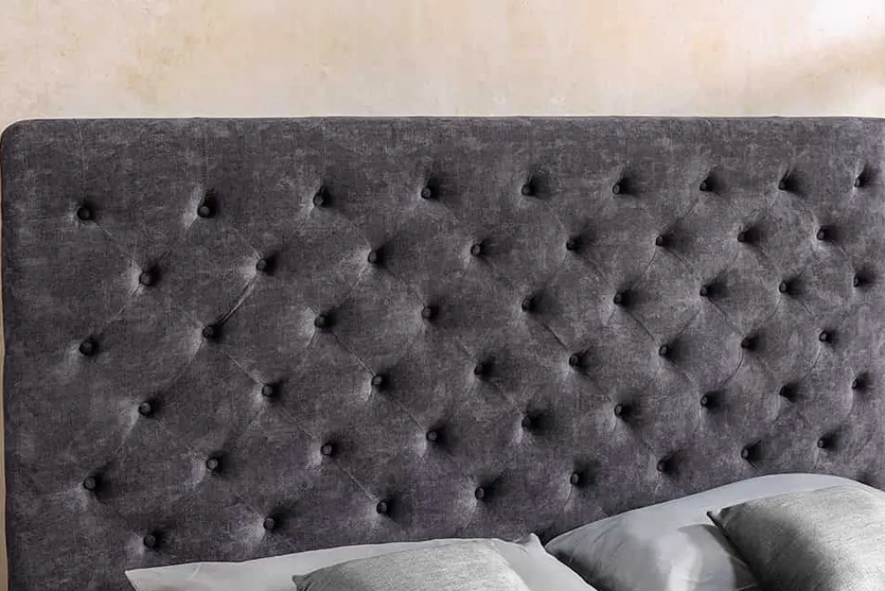 Riess-Ambiente Boxbetten|Samt Möbel > Boxbett PARIS 160x200cm grau Samt mit Stauraum und Lattenrost