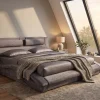 Riess-Ambiente Polsterbetten|Samt Möbel > Boxbett SWING 160x200cm grau Vogue Seiden Samtstoff inkl. Stauraum und Bettkasten