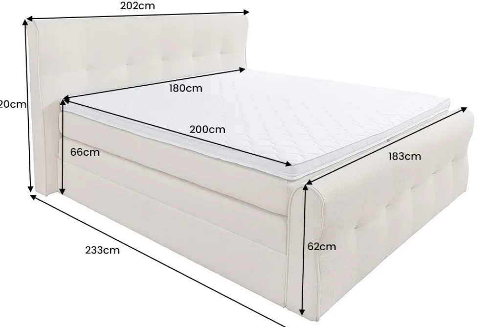 Riess-Ambiente Boxspringbetten > Boxspringbett SIGNUM 180x200cm beige Bouclé inkl. Stauraum Matratze Topper Matratze