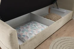 Riess-Ambiente Boxspringbetten > Boxspringbett TOULOUSE 160x200cm beige Microfaser inkl. Matratze Topper Stauraum