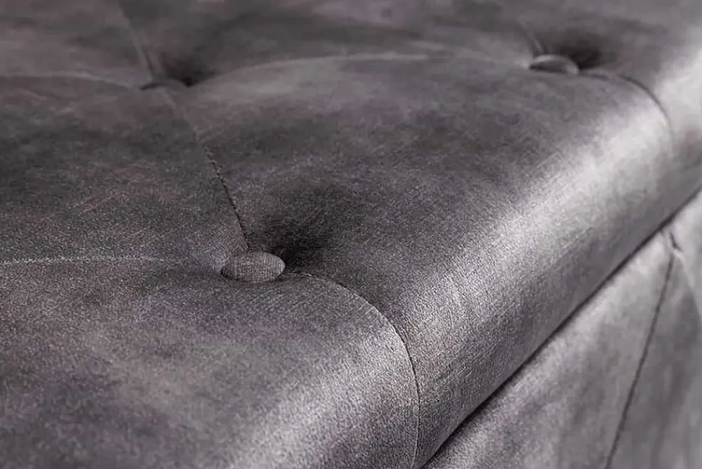 Riess-Ambiente Sitzbänke|Samt Möbel > Chesterfield Bettbank EXTRAVAGANCIA 140cm grau Samt mit Stauraum