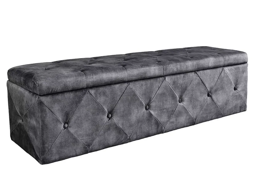 Riess-Ambiente Sitzbänke|Samt Möbel > Chesterfield Bettbank EXTRAVAGANCIA 140cm grau Samt mit Stauraum