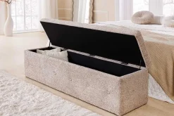 Riess-Ambiente Sitzbänke > Chesterfield Bettbank EXTRAVAGANCIA 140cm champagner greige Bouclè mit Stauraum