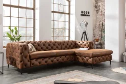 Riess-Ambiente Ecksofa > Chesterfield Ecksofa MODERN BAROCK 275cm antik braun Microfaser 3-Sitzer Federkern