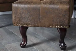 Riess-Ambiente Sitzhocker|Sessel > Chesterfield Fußhocker 80cm antik braun mit Knopfheftung und Nietenbesatz
