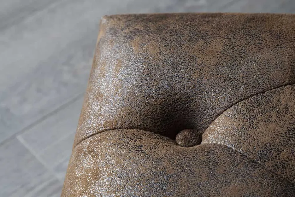 Riess-Ambiente Sitzhocker|Sessel > Chesterfield Fußhocker 80cm antik braun mit Knopfheftung und Nietenbesatz