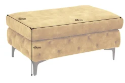 Riess-Ambiente Sitzhocker|Samt Möbel > Chesterfield Hocker MODERN BAROCK 90cm senfgelb Samt Sitzhocker Fußhocker