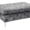 Riess-Ambiente Sitzhocker > Chesterfield Hocker MODERN BAROCK 90cm dunkelgrau Samt Sitzhocker Fußhocker