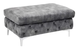Riess-Ambiente Sitzhocker > Chesterfield Hocker MODERN BAROCK 90cm dunkelgrau Samt Sitzhocker Fußhocker