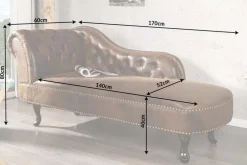Riess-Ambiente Liegen > Chesterfield Récamière 170cm antik braun mit Knopfheftung und Nietenbesatz