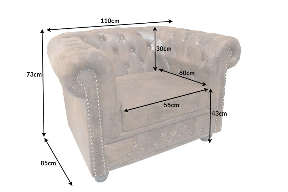 Riess-Ambiente Sessel > Chesterfield Sessel 110cm antik braun mit Knopfheftung und Federkern