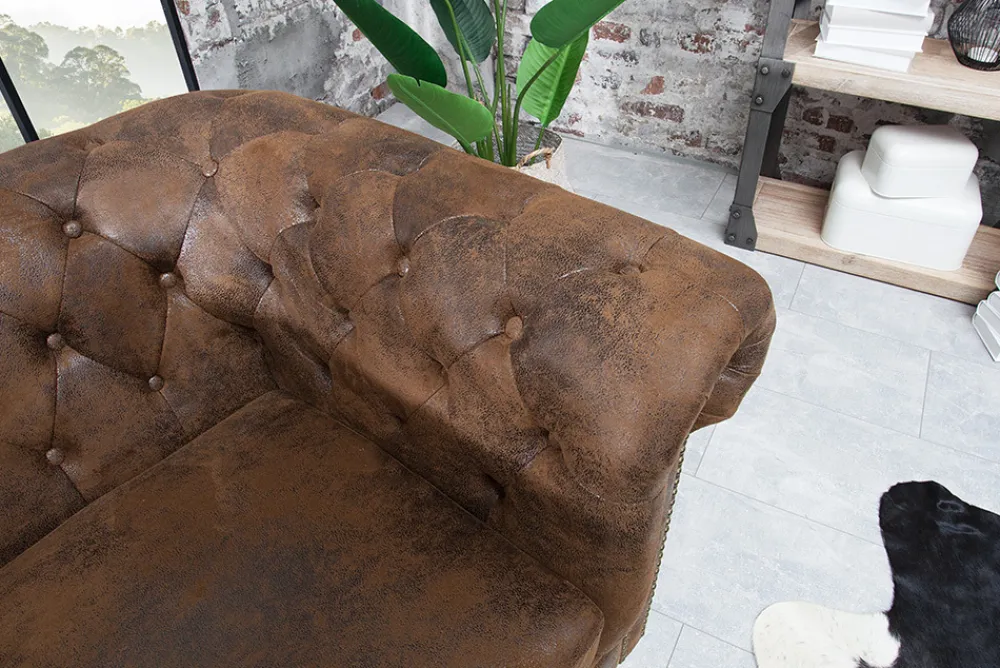 Riess-Ambiente Sessel > Chesterfield Sessel 110cm antik braun mit Knopfheftung und Federkern