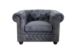 Riess-Ambiente Sessel > Chesterfield Sessel 105cm antik grau mit Knopfheftung und Federkern