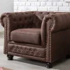 Riess-Ambiente Sessel > Chesterfield Sessel 110cm vintage braun mit Knopfheftung und Federkern