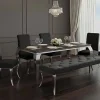 Riess-Ambiente Sitzbänke|Samt Möbel > Chesterfield Sitzbank MODERN BAROCK DELUXE 170cm schwarz Samt silber Edelstahl
