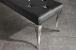 Riess-Ambiente Sitzbänke|Samt Möbel > Chesterfield Sitzbank MODERN BAROCK DELUXE 170cm schwarz Samt silber Edelstahl