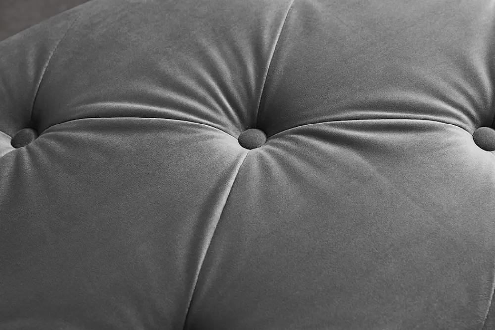 Riess-Ambiente Sitzbänke|Samt Möbel > Chesterfield Sitzbank MODERN BAROCK DELUXE 170cm grau Samt silber Edelstahl