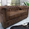 Riess-Ambiente 2-Sitzer Sofa > Chesterfield 2-Sitzer Sofa 150cm antik braun Microfaser Federkern Knopfheftung