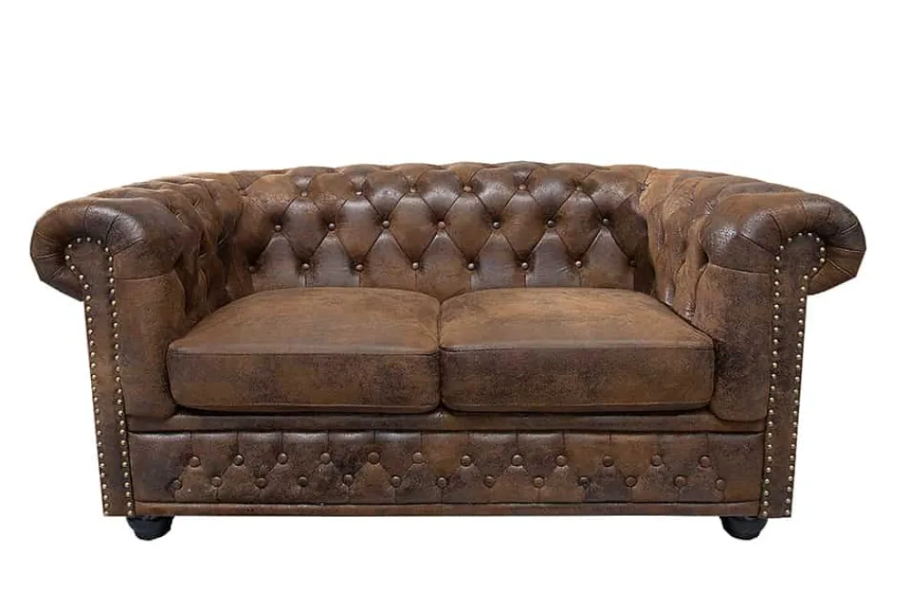 Riess-Ambiente 2-Sitzer Sofa > Chesterfield 2-Sitzer Sofa 150cm antik braun Microfaser Federkern Knopfheftung