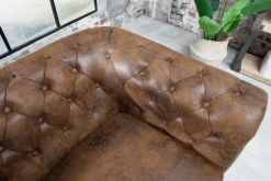 Riess-Ambiente 3-Sitzer Sofa > Chesterfield 3-Sitzer Sofa 205cm antik braun Microfaser Federkern Knopfheftung