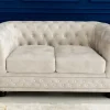 Riess-Ambiente 2-Sitzer Sofa|Samt Möbel > Chesterfield 2-Sitzer Sofa 150cm champagner beige Samt Federkern Knopfheftung