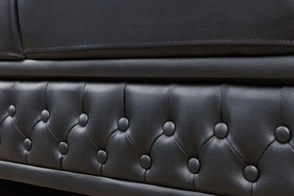Riess-Ambiente 3-Sitzer Sofa > Chesterfield 3-Sitzer Sofa 205cm schwarz Nietenbesatz Federkern