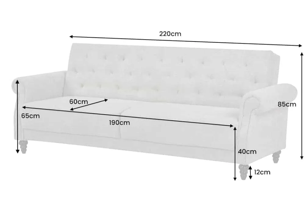 Riess-Ambiente 3-Sitzer Sofa > Chesterfield 3-Sitzer Sofa MAISON BELLE AFFAIRE 220cm greige Bouclé mit Schlaffunktion