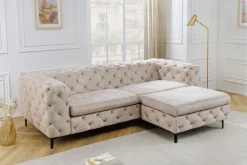 Riess-Ambiente Samt Möbel|3-Sitzer Sofa > Chesterfield 3-Sitzer Sofa MODERN BAROCK 235cm champagner beige Samt Federkern
