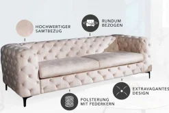 Riess-Ambiente Samt Möbel|3-Sitzer Sofa ><noscript><img width=