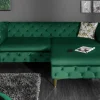 Riess-Ambiente Samt Möbel|3-Sitzer Sofa > Chesterfield 3-Sitzer Sofa MODERN BAROCK 235cm smaragdgrün Samt Federkern gold Metallfüße