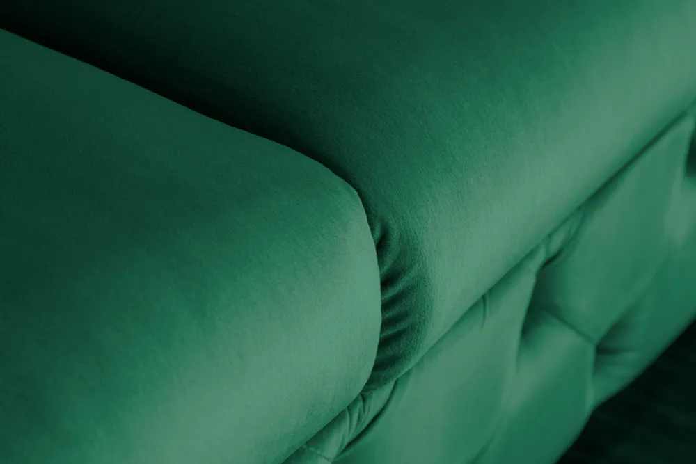 Riess-Ambiente Samt Möbel|3-Sitzer Sofa > Chesterfield 3-Sitzer Sofa MODERN BAROCK 235cm smaragdgrün Samt Federkern gold Metallfüße