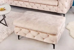 Riess-Ambiente Polsterhocker|Sitzhocker > Chesterfield Sitzhocker MODERN BAROCK 90cm champagner Samt Fußhocker