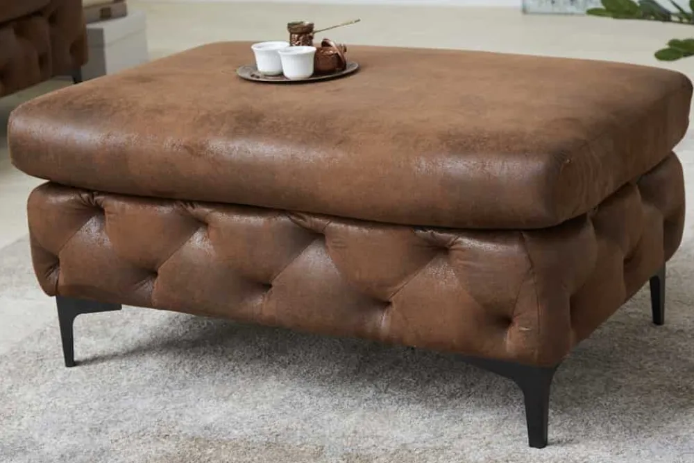 Riess-Ambiente Polsterhocker|Sitzhocker > Chesterfield Sitzhocker MODERN BAROCK 90cm antik braun Fußhocker