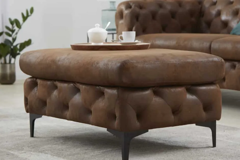 Riess-Ambiente Polsterhocker|Sitzhocker > Chesterfield Sitzhocker MODERN BAROCK 90cm antik braun Fußhocker