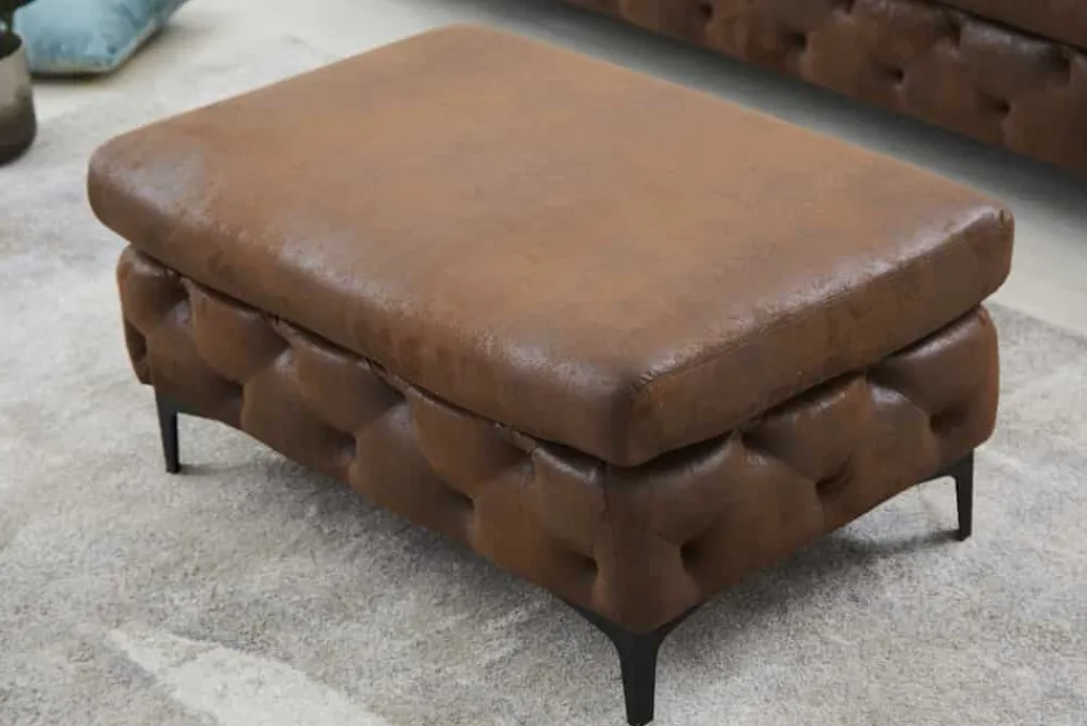 Riess-Ambiente Polsterhocker|Sitzhocker > Chesterfield Sitzhocker MODERN BAROCK 90cm antik braun Fußhocker