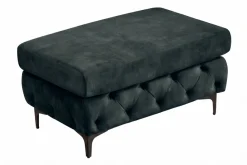Riess-Ambiente Sitzhocker|Samt Möbel > Chesterfield Sitzhocker MODERN BAROCK 95cm petrol Samt Fußhocker